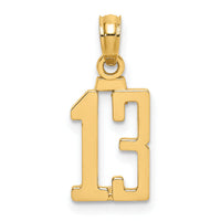 14k Polished Number 13 Pendant-NU13