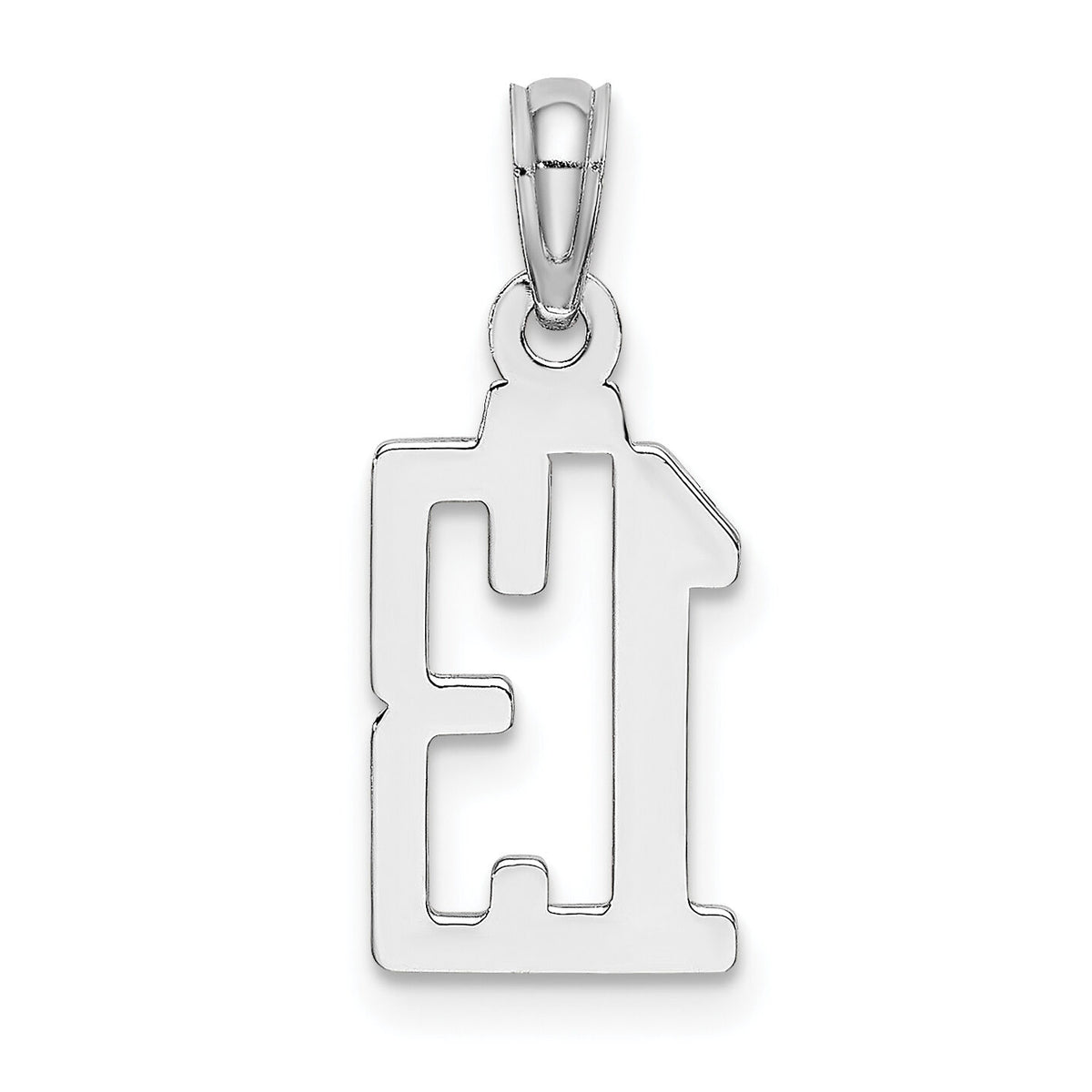 14kw Polished Number 13 Pendant-NU13W