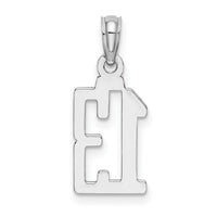 14kw Polished Number 13 Pendant-NU13W