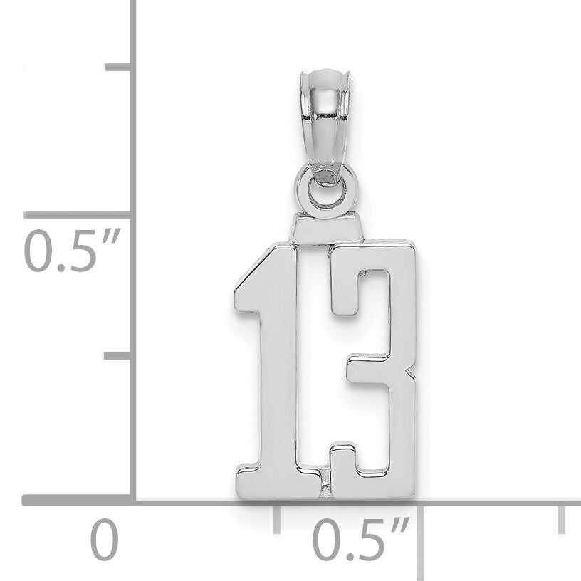 14kw Polished Number 13 Pendant-NU13W
