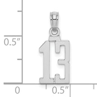 14kw Polished Number 13 Pendant-NU13W