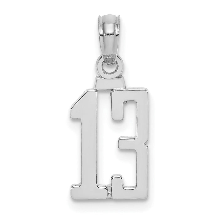 14kw Polished Number 13 Pendant-NU13W