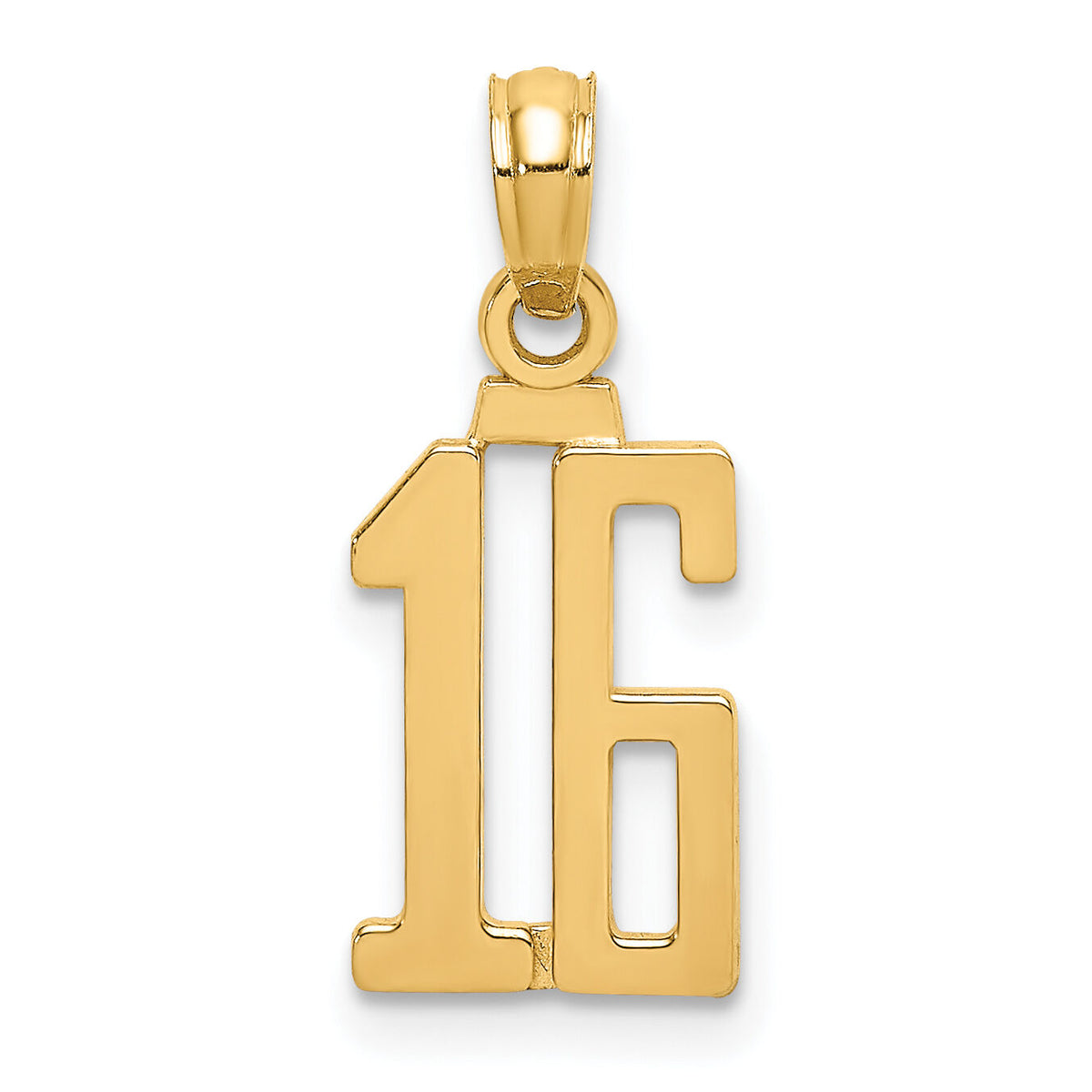 14k Polished Number 16 Pendant-NU16