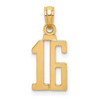 14k Polished Number 16 Pendant-NU16
