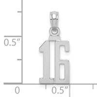 14kw Polished Number 16 Pendant-NU16W