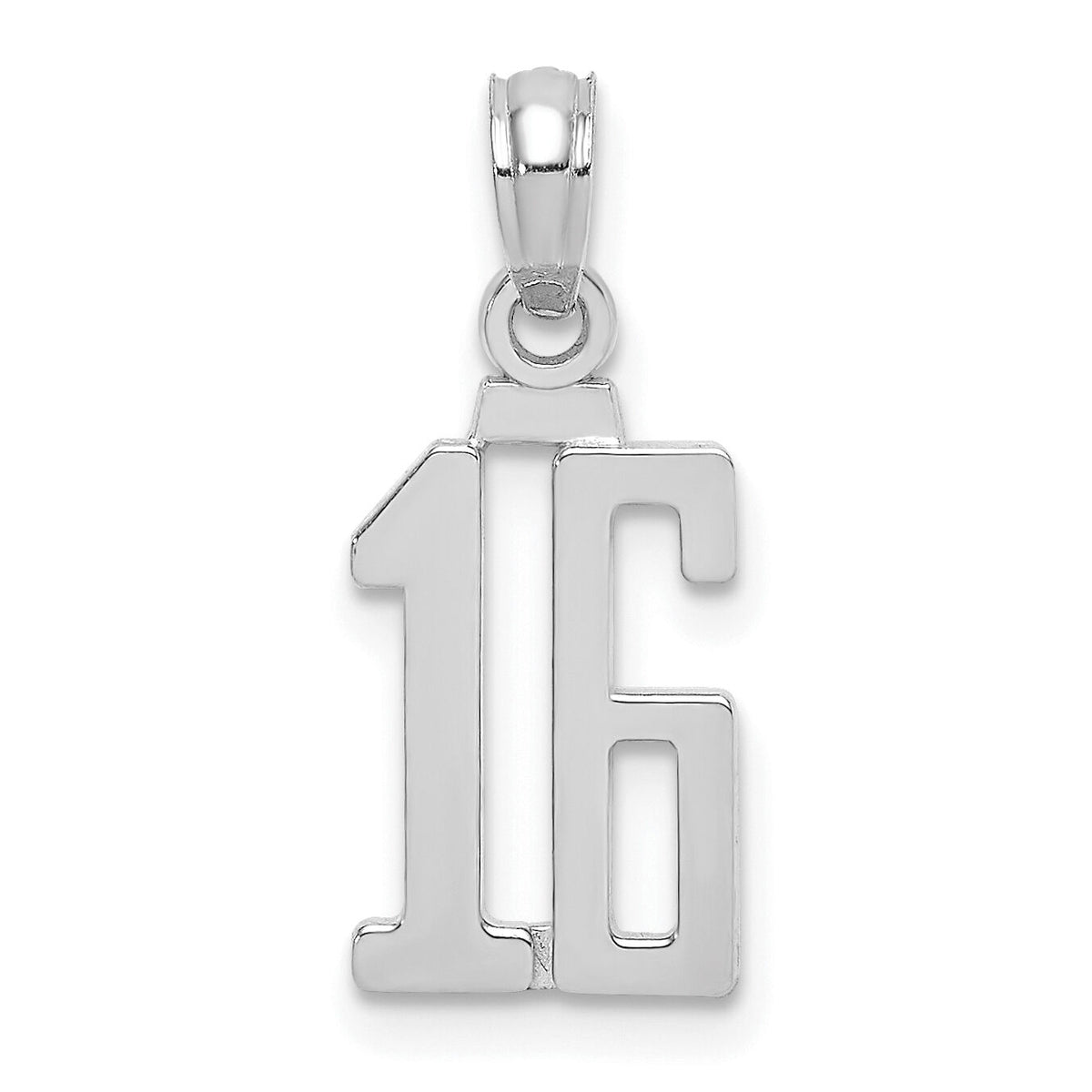 14kw Polished Number 16 Pendant-NU16W