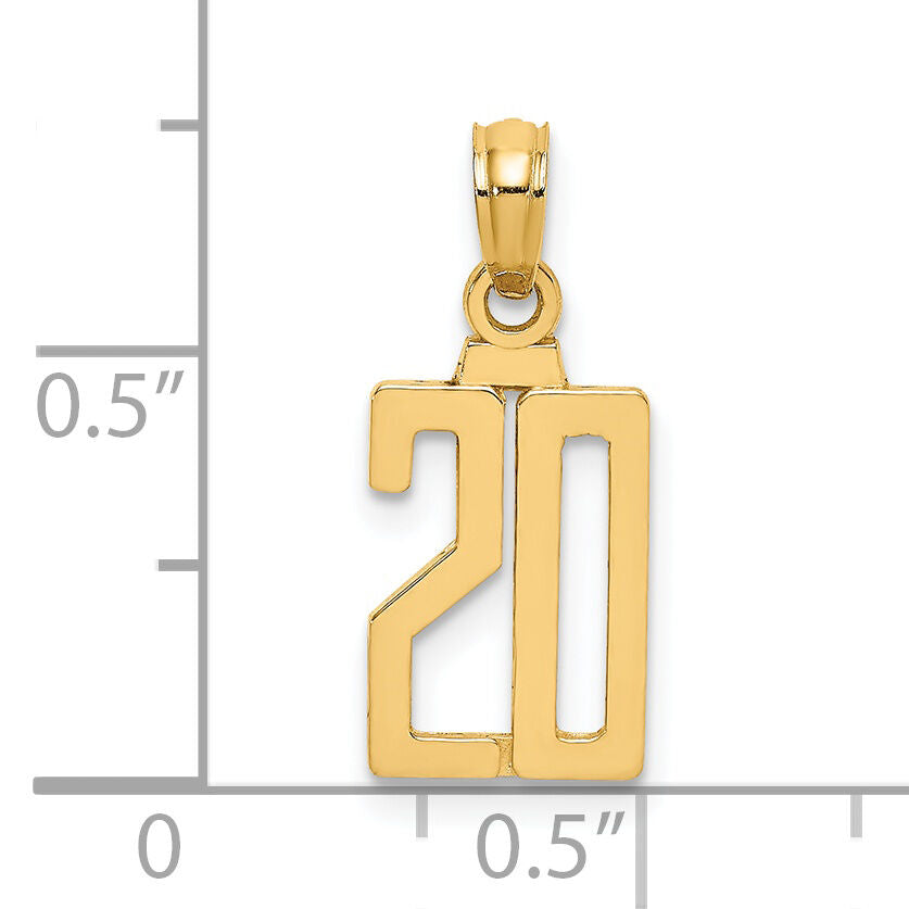 14k Polished Number 20 Pendant-NU20
