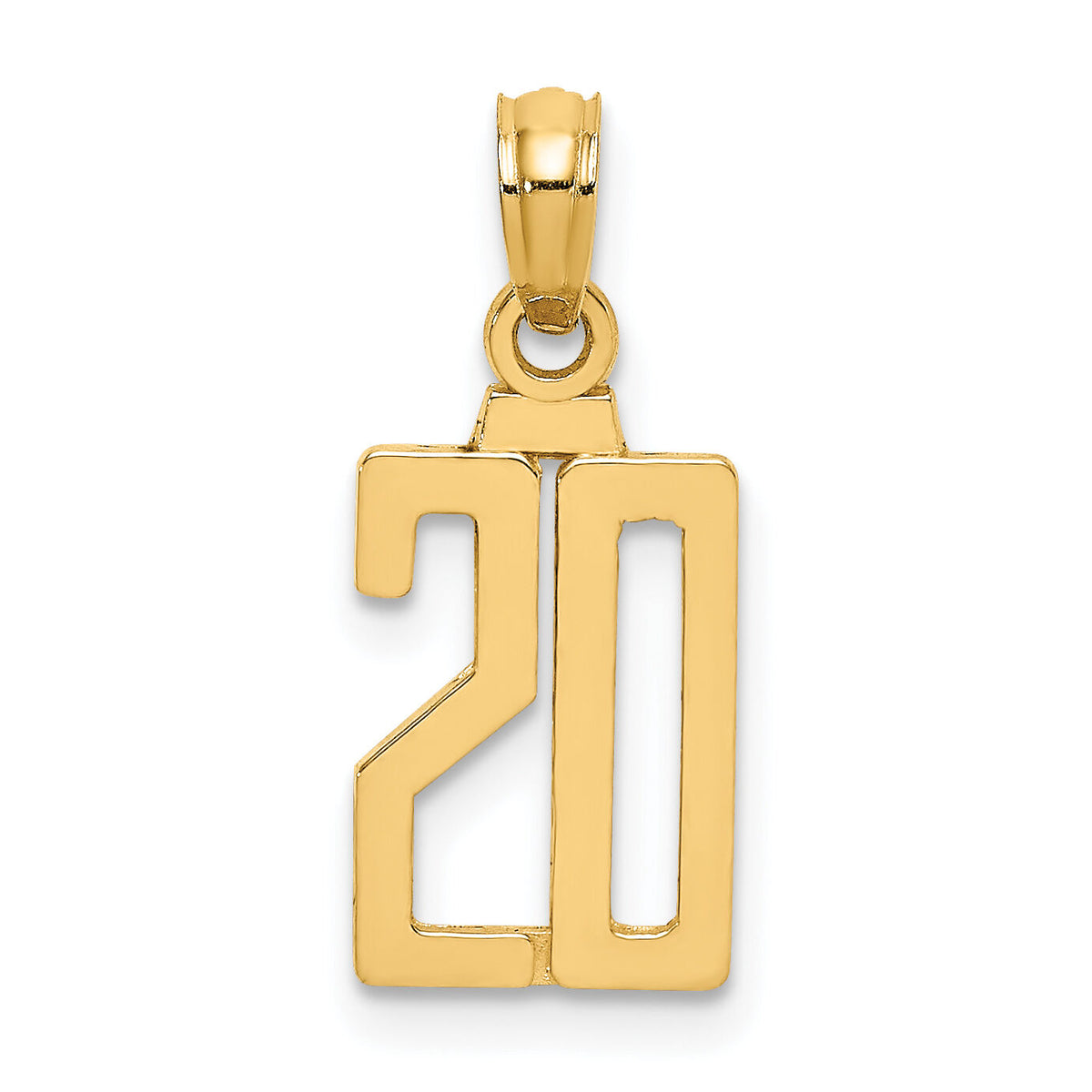 14k Polished Number 20 Pendant-NU20