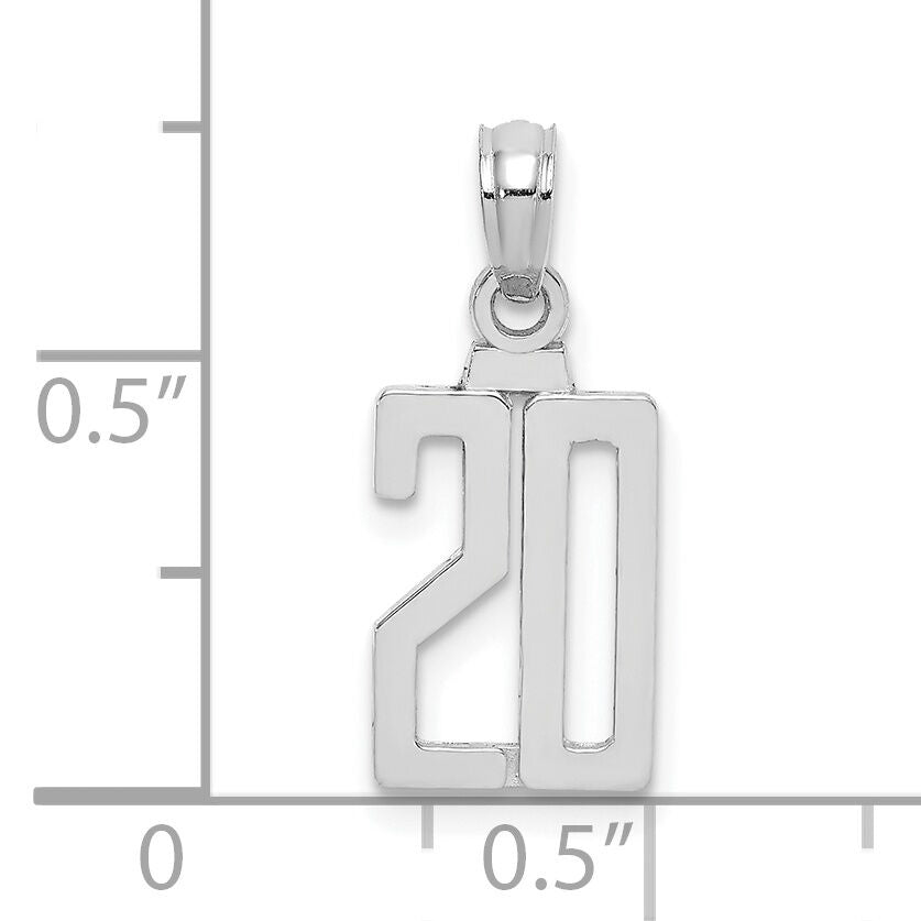 14kw Polished Number 20 Pendant-NU20W