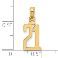 14k Polished Number 21 Pendant-NU21
