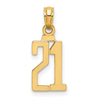 14k Polished Number 21 Pendant-NU21