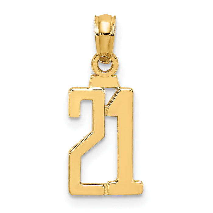 14k Polished Number 21 Pendant-NU21