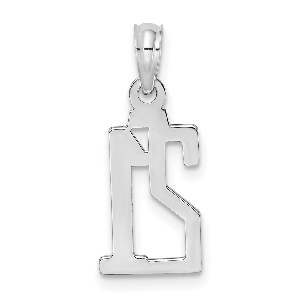 14kw Polished Number 21 Pendant-NU21W