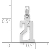 14kw Polished Number 21 Pendant-NU21W