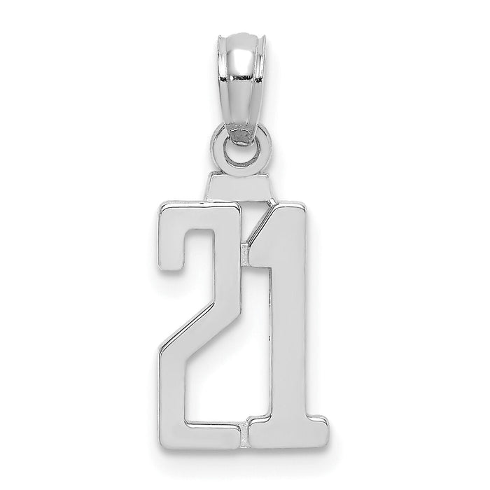 14kw Polished Number 21 Pendant-NU21W