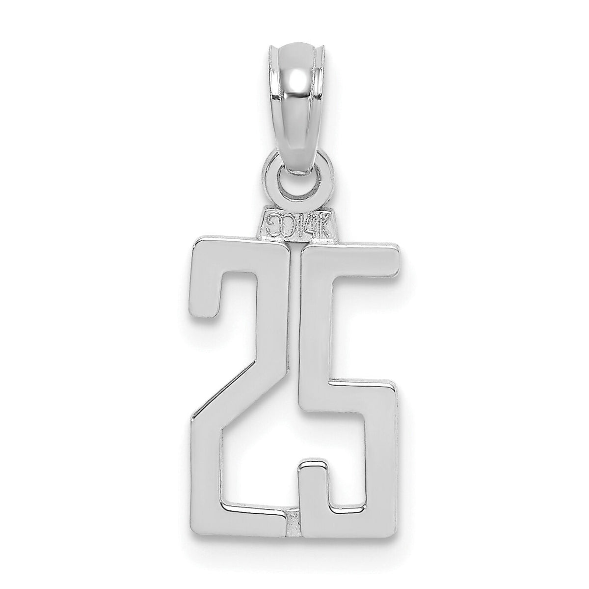 14kw Polished Number 25 Pendant-NU25W