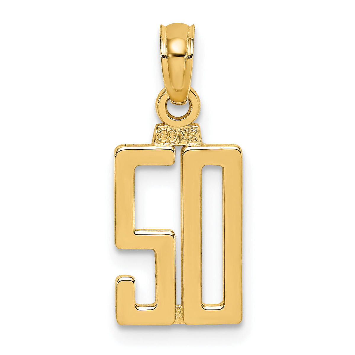 14k Polished Number 50 Pendant-NU50