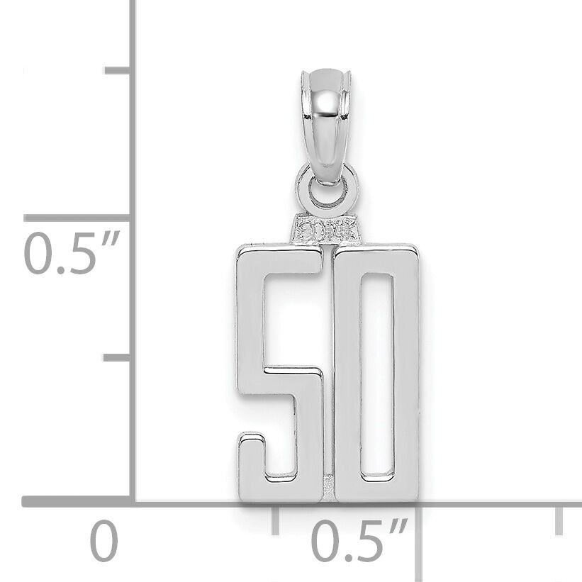 14kw Polished Number 50 Pendant-NU50W