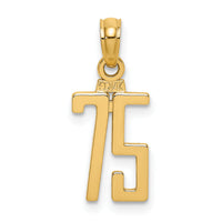 14k Polished Number 75 Pendant-NU75