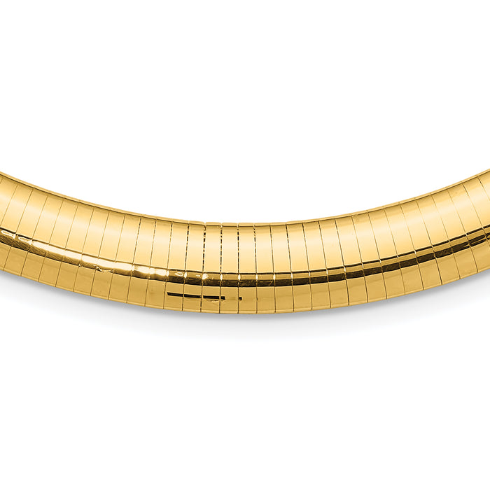 14k 10mm Domed Omega Necklace-OD10-16