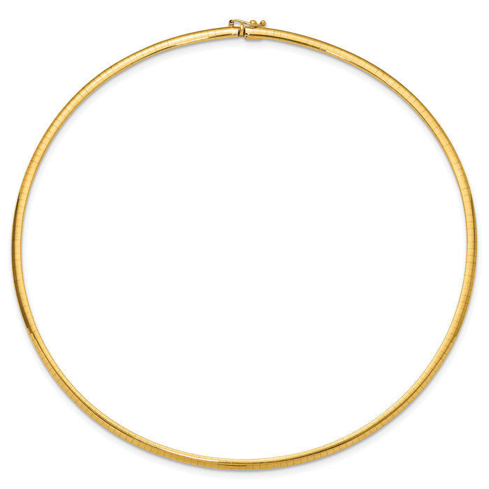 14k 3mm Domed Omega Necklace-OD3-16