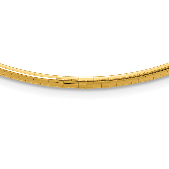 14k 3mm Domed Omega Necklace-OD3-16