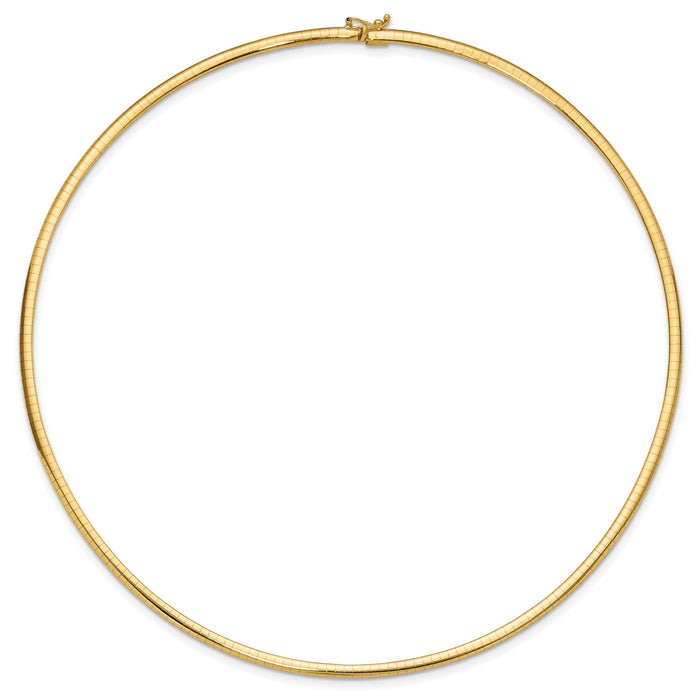 14k 3mm Domed Omega Necklace-OD3-18