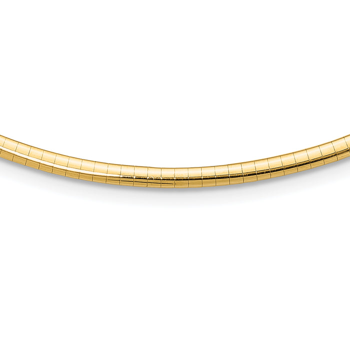 14k 3mm Domed Omega Necklace-OD3-18