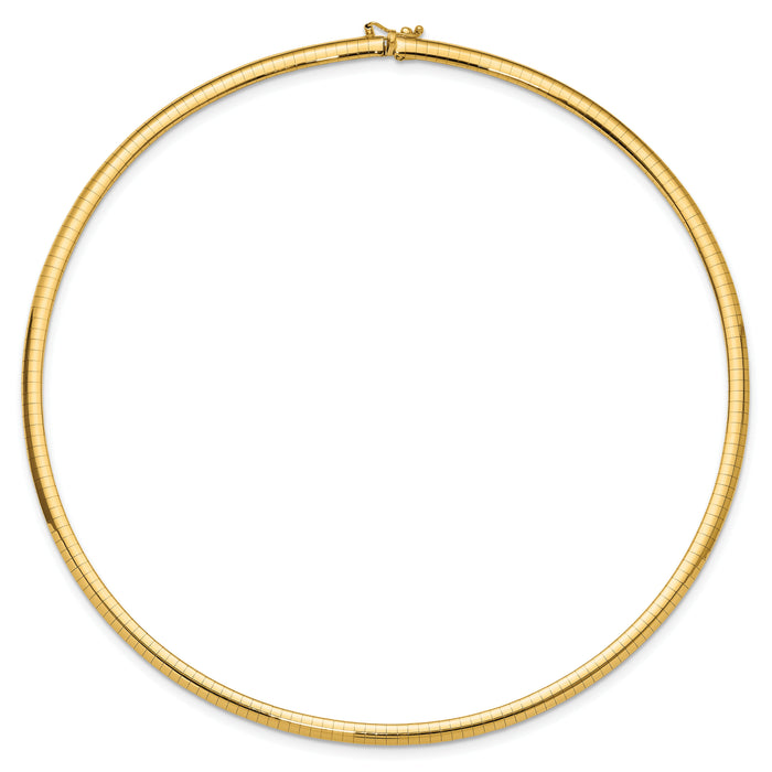 14k 4mm Domed Omega Necklace-OD4-16