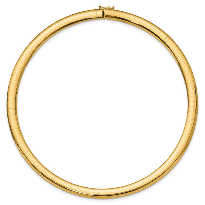 14k 8mm Domed Omega Necklace-OD8-16
