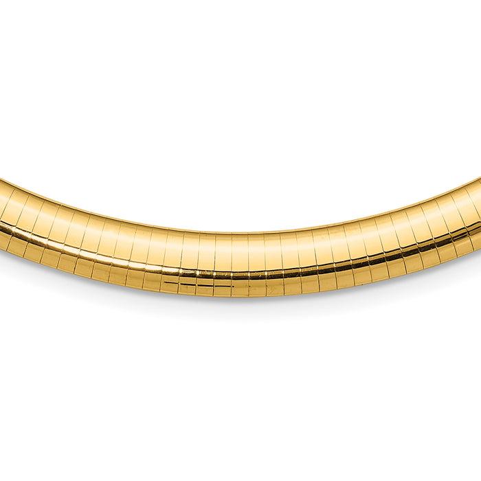 14k 8mm Domed Omega Necklace-OD8-16