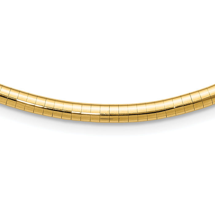 14k 4mm Lightweight Domed Omega Necklace-ODL4-16