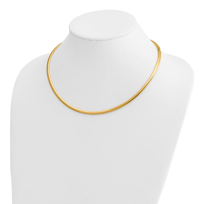 14k 4mm Lightweight Domed Omega Necklace-ODL4-18