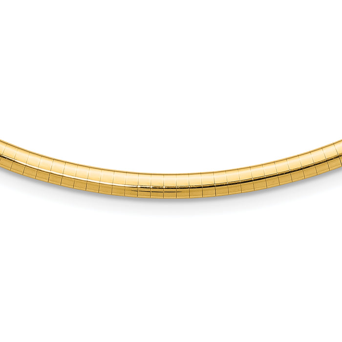 14k 4mm Lightweight Domed Omega Necklace-ODL4-18