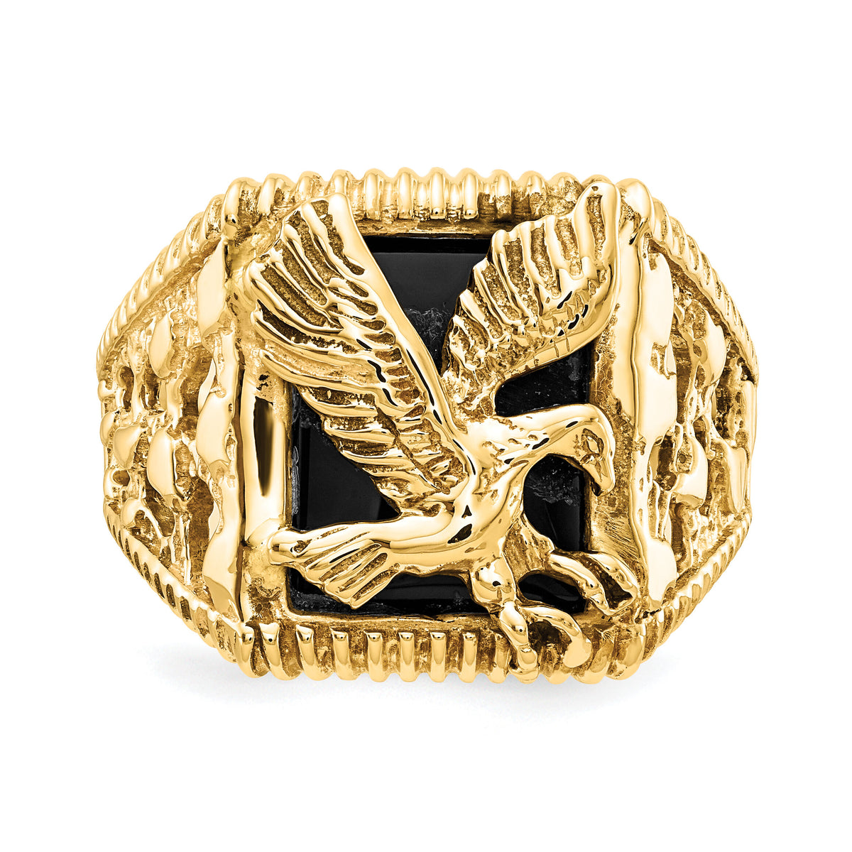 14k Men's Onyx Eagle Ring-OR53