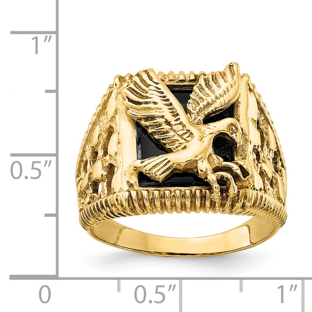 14k Men's Onyx Eagle Ring-OR53