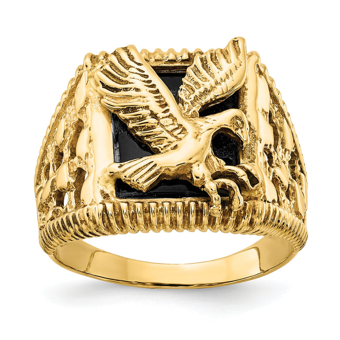 14k Men's Onyx Eagle Ring-OR53