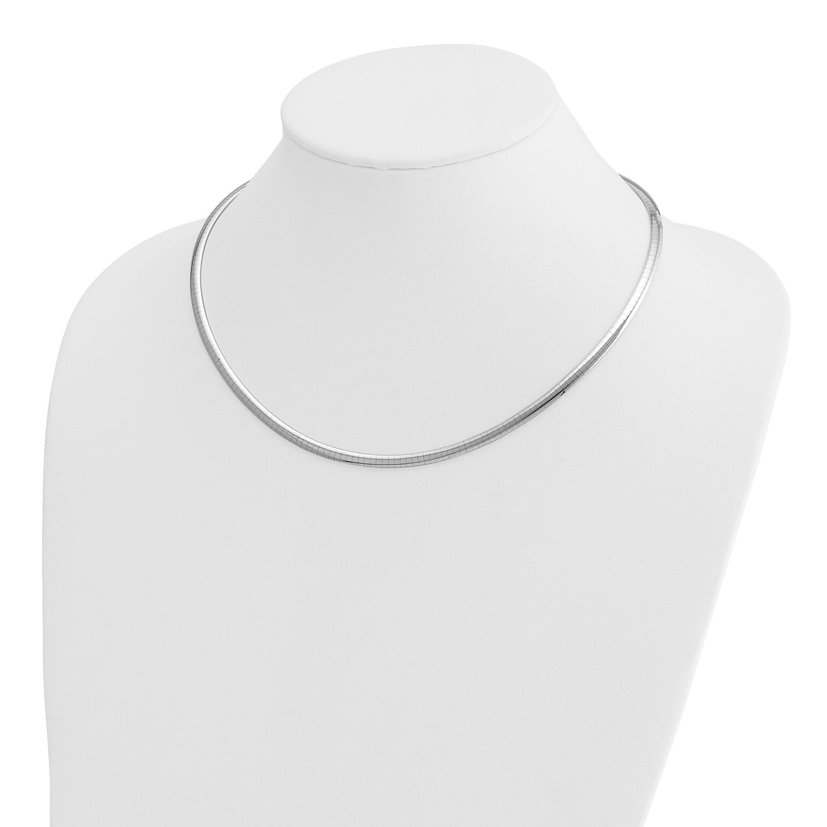 14k White Gold 4mm Domed Omega Necklace-OW4-18