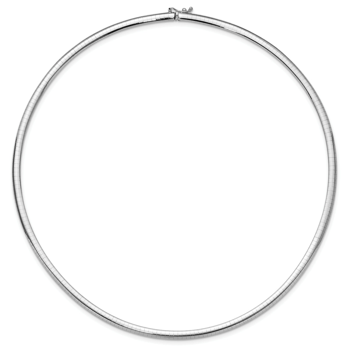 14k White Gold 4mm Domed Omega Necklace-OW4-18