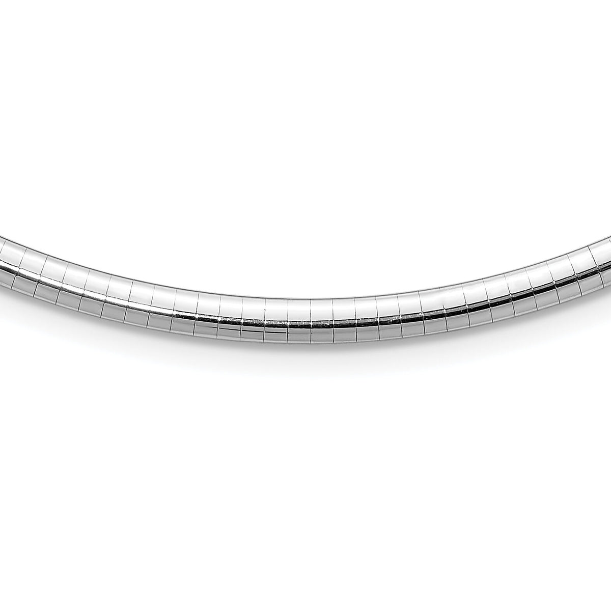 14k White Gold 4mm Domed Omega Necklace-OW4-18