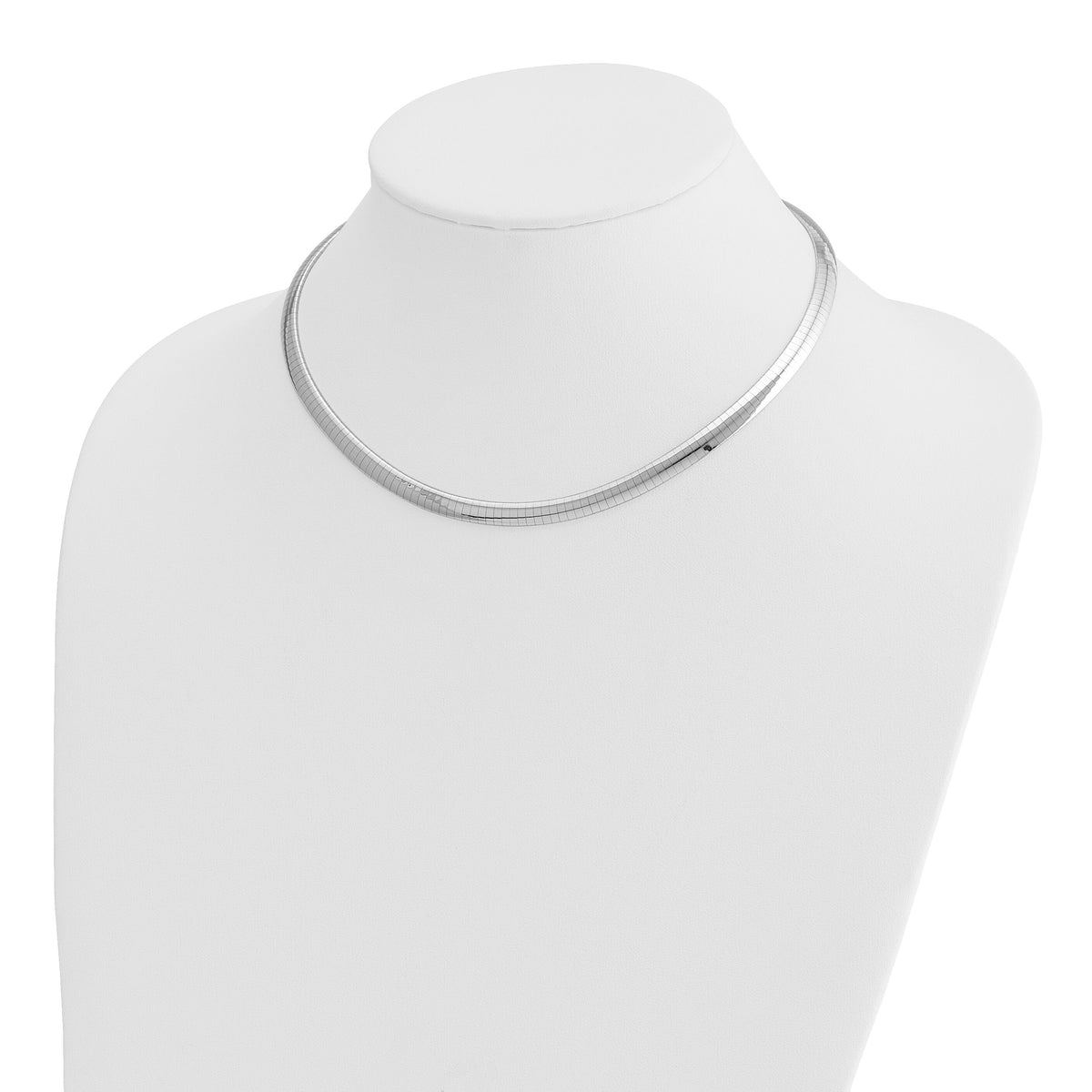 14k White Gold 6mm Domed Omega Necklace-OW6-16