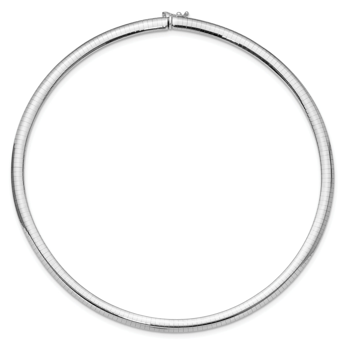 14k White Gold 6mm Domed Omega Necklace-OW6-16