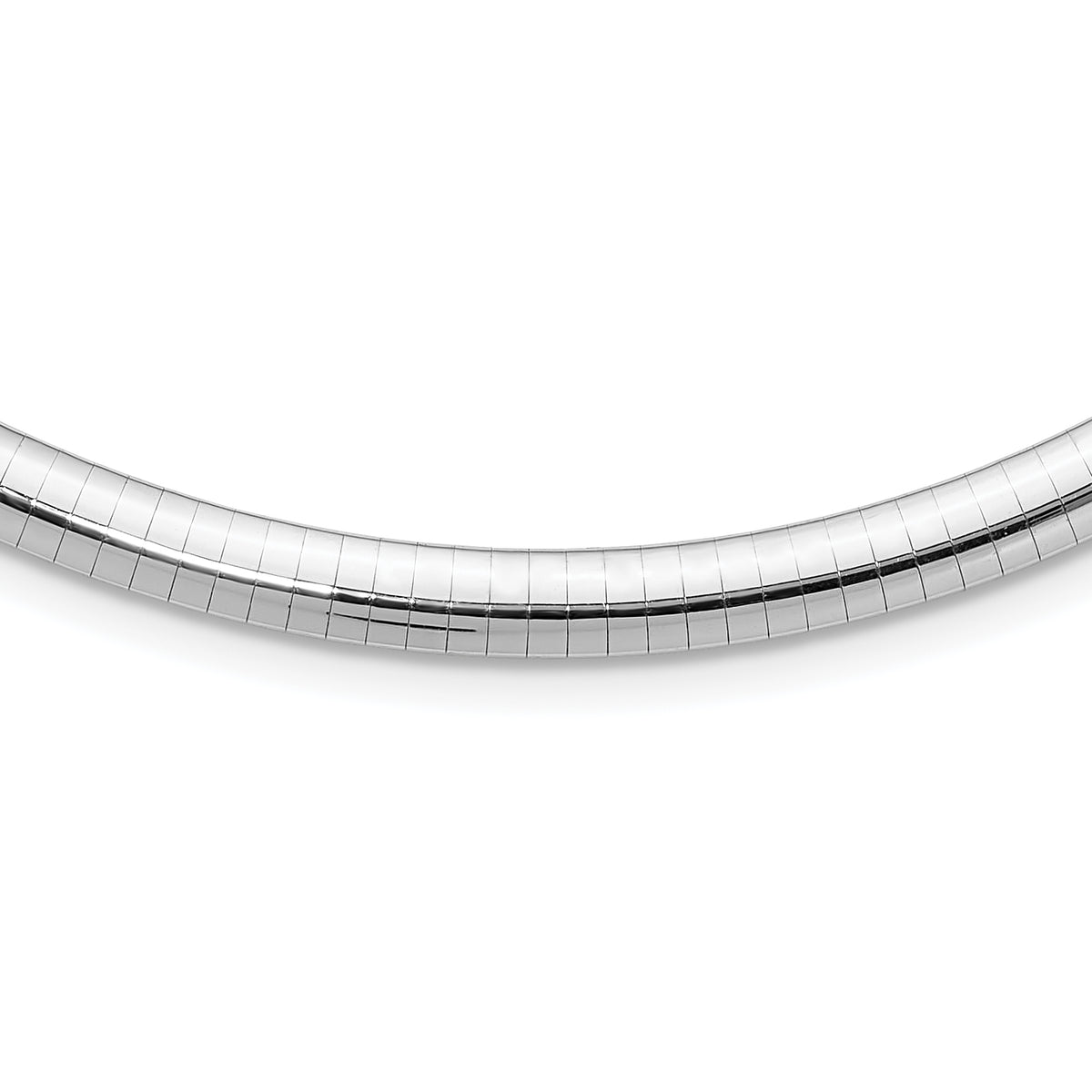 14k White Gold 6mm Domed Omega Necklace-OW6-16