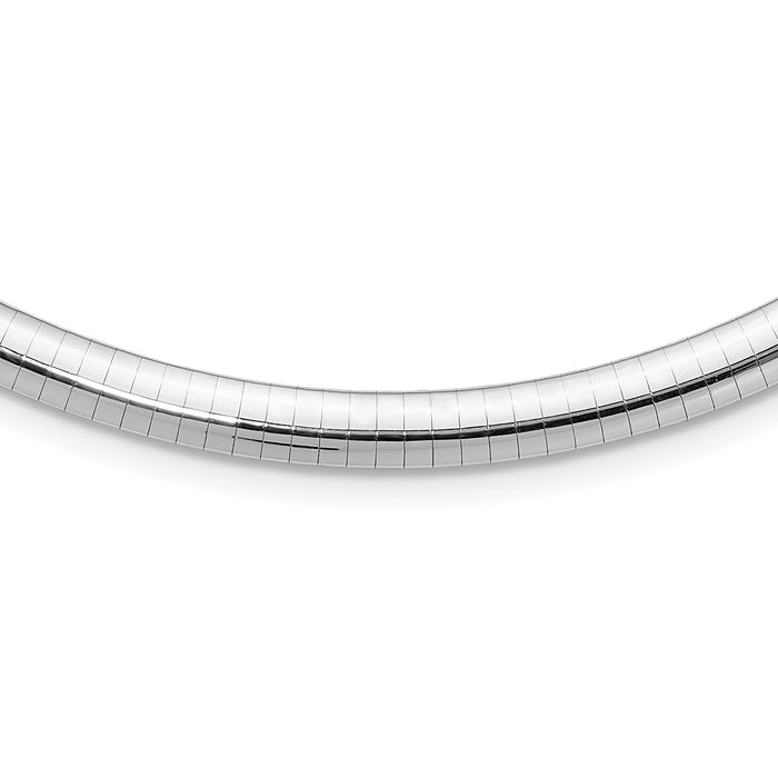 14k White Gold 6mm Domed Omega Necklace-OW6-16