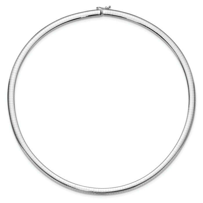 14k White Gold 6mm Domed Omega Necklace-OW6-18