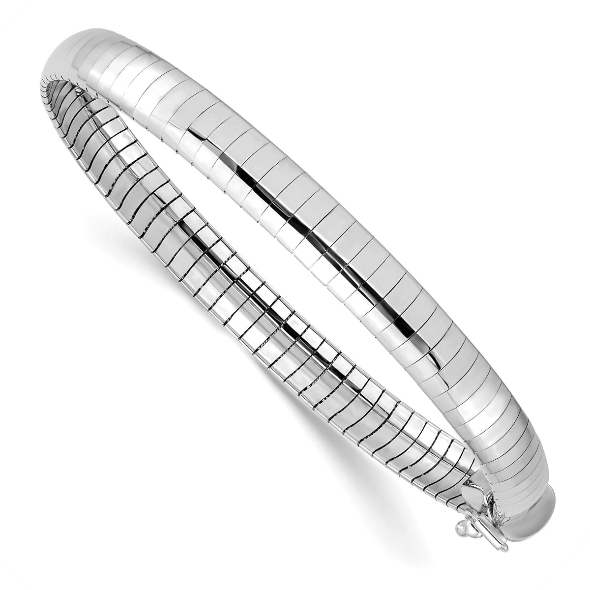 14k White Gold 6mm Domed Omega Bracelet-OW6-7