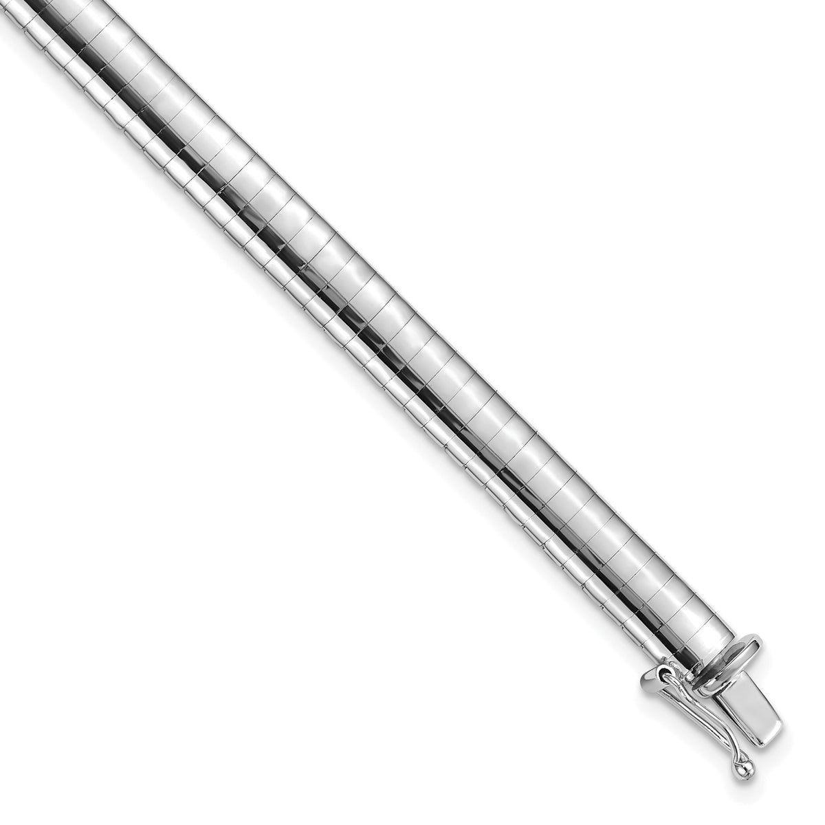 14k White Gold 6mm Domed Omega Bracelet-OW6-7