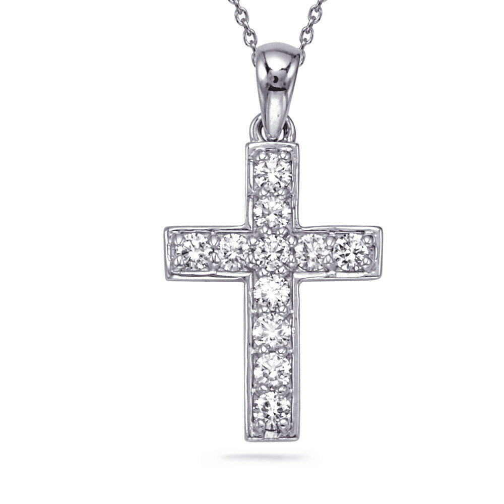 White Gold Diamond Cross Pendant