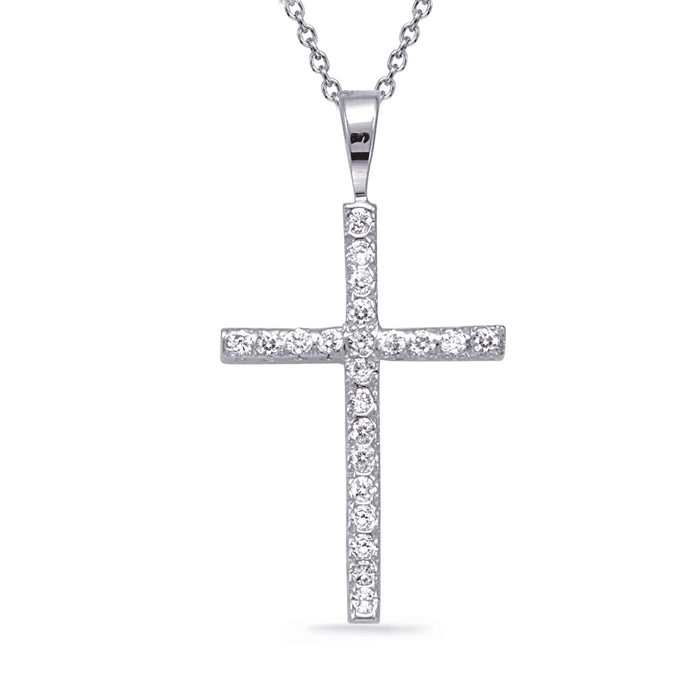 White Gold Fishtail Cross