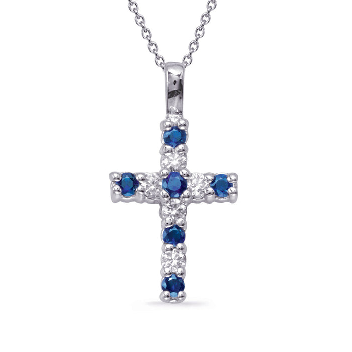 White Gold Sapphire & Diamond Cross